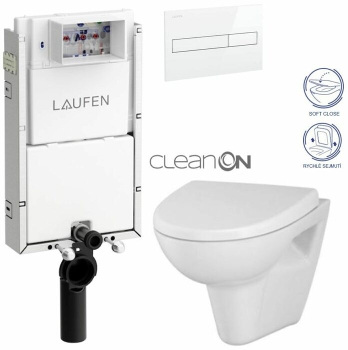 LAUFEN Podomít. systém LIS TW1 SET s bielym tlačidlom + WC CERSANIT CLEANON PARVA + SEDADLO H8946630000001BI PA1