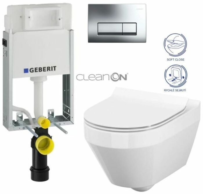 GEBERIT KOMBIFIXBasic vr. chrómového tlačidla DELTA 51 + WC CERSANIT CLEANON CREA OVÁL + SEDADLO 110.100.00.1 51CR CR1