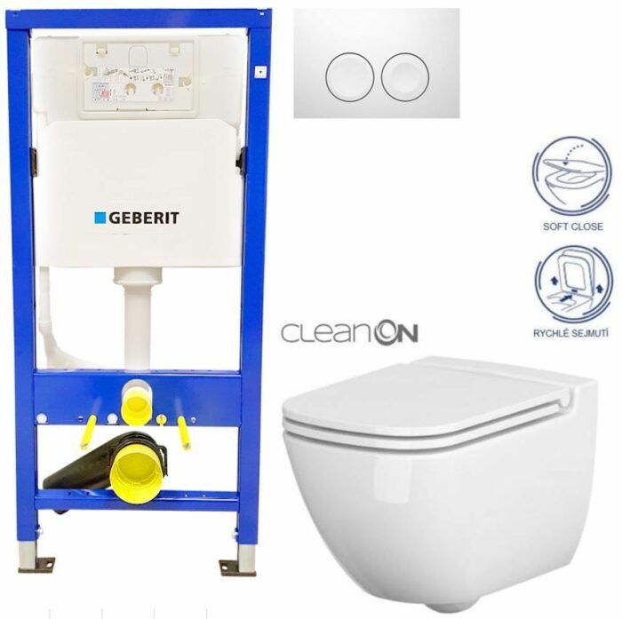 GEBERIT DuofixBasic s bielym tlačidlom DELTA21 + WC CERSANIT CLEANON CASPIA + SEDADLO 458.103.00.1 21BI CP1