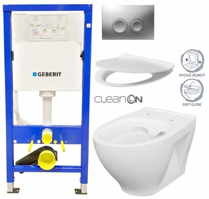 GEBERIT DuofixBasic s matným tlačidlom DELTA21 + WC CERSANIT CLEANON MODUO + SEDADLO 458.103.00.1 21MA MO1