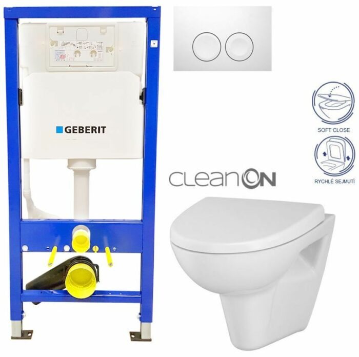 GEBERIT DuofixBasic s bielym tlačidlom DELTA21 + WC CERSANIT CLEANON PARVA + SEDADLO 458.103.00.1 21BI PA1