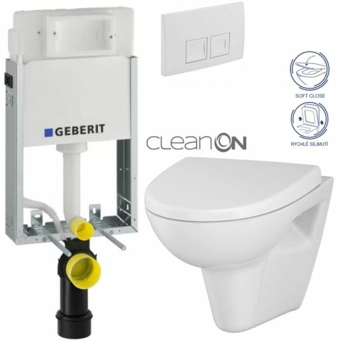 GEBERIT KOMBIFIXBasic vr. bieleho tlačidla DELTA 50 + WC CERSANIT CLEANON PARVA + SEDADLO 110.100.00.1 50BI PA1