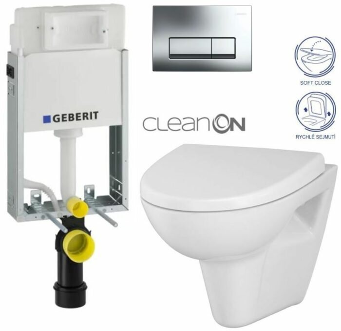 GEBERIT KOMBIFIXBasic vr. chrómového tlačidla DELTA 51 + WC CERSANIT CLEANON PARVA + SEDADLO 110.100.00.1 51CR PA1