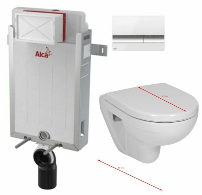 ALCADRAIN Renovmodul - predstenový inštalačný systém s bielym / chróm tlačidlom M1720-1 + WC JIKA LYRA PLUS 49 + SEDADLO duraplastu AM115/1000 M1720-1 LY3