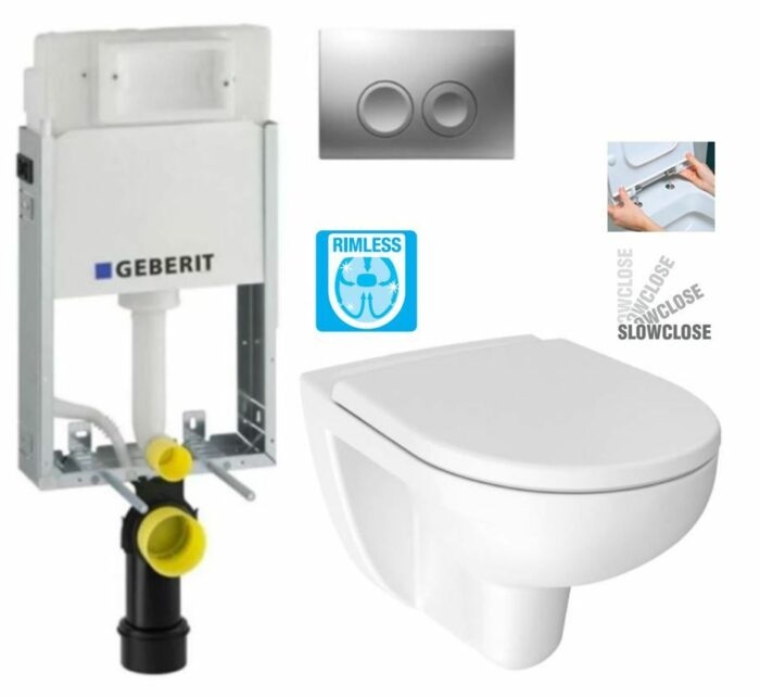 GEBERIT KOMBIFIXBasic vr. matného tlačidla DELTA 25 + WC JIKA LYRA PLUS RIMLESS + SEDADLO duraplastu SLOWCLOSE 110.100.00.1 21MA LY2