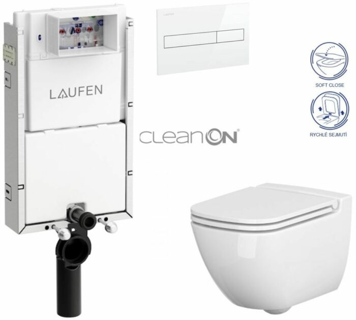 LAUFEN Podomít. systém LIS TW1 SET s bielym tlačidlom + WC CERSANIT CLEANON CASPIA + SEDADLO H8946630000001BI CP1