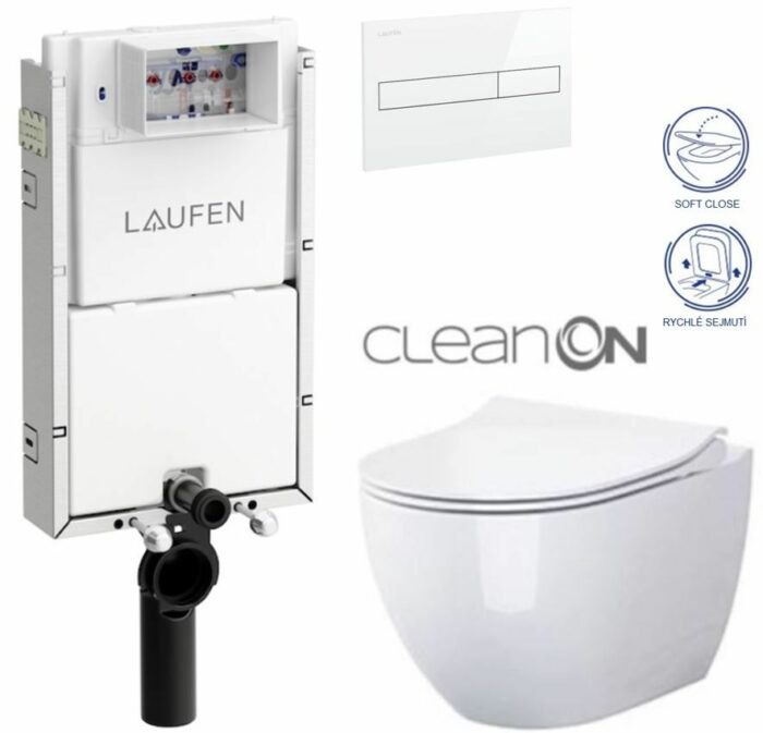 LAUFEN Podomít. systém LIS TW1 SET s bielym tlačidlom + WC CERSANIT ZEN CLEANON + SEDADLO H8946630000001BI HA1