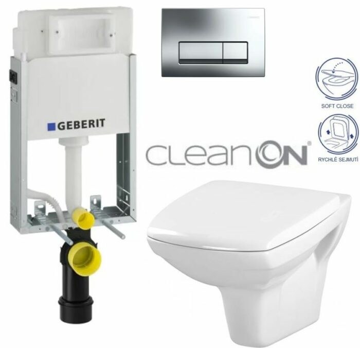 GEBERIT KOMBIFIXBasic vr. chrómového tlačidla DELTA 51 + WC CERSANIT CLEANON CARINA + SEDADLO 110.100.00.1 51CR CA2