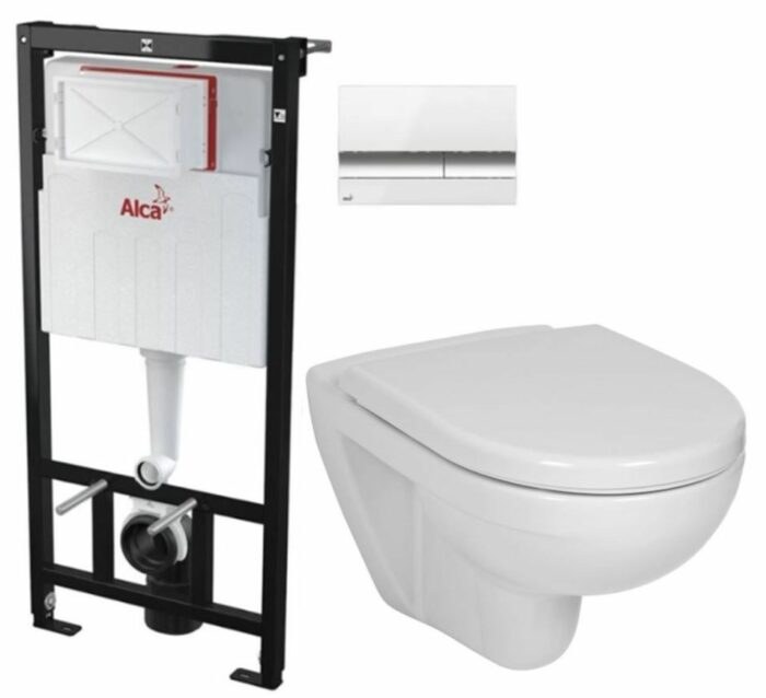 ALCADRAIN Sádromodul - predstenový inštalačný systém s bielym / chróm tlačidlom M1720-1 + WC JIKA LYRA PLUS + SEDADLO duraplastu AM101/1120 M1720-1 LY6