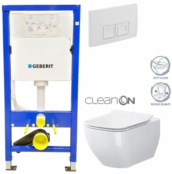 GEBERIT DuofixBasic s bielym tlačidlom DELTA50 + WC CERSANIT VIRGO CLEANON + SEDADLO 458.103.00.1 50BI ME1